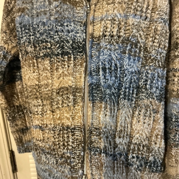 Altar'd State Textured Brown and Blue Sweater - Picture 3 of 4
